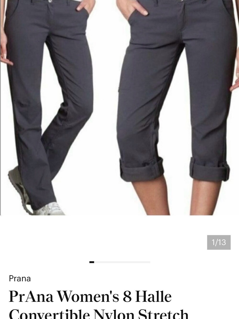 Prana Women's Convertible Track Pants in Charcoal Gray
